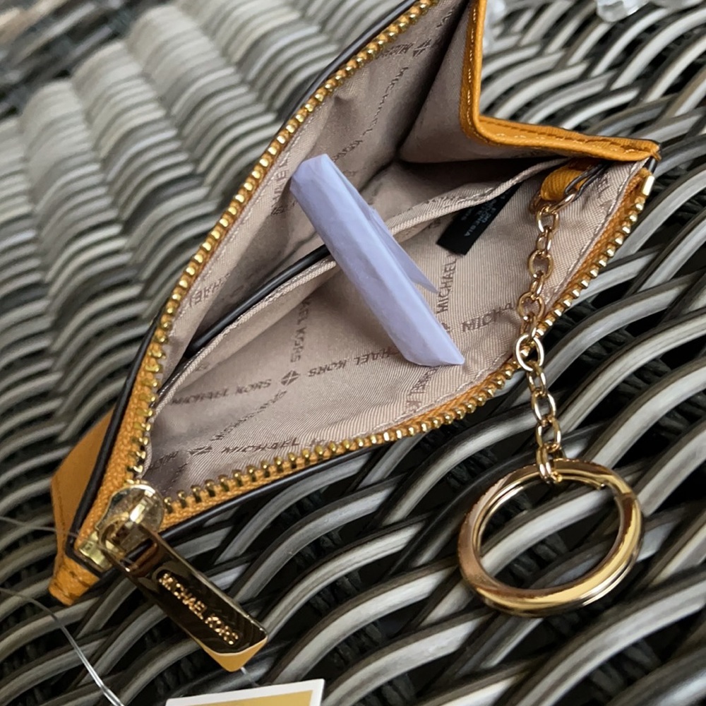 Michael Kors Jet Set Travel Marigold Small Top Zip Coinpouch with ID Key Holder - Picture 14 of 16
